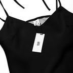 iSAW Womens Black Chiffon Slip Dress