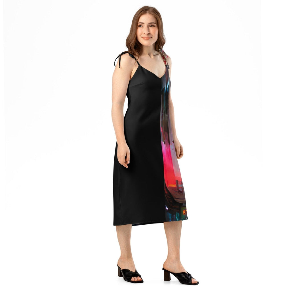 Half Black Half Báijiǔ - Womens Chiffon Slip Dress