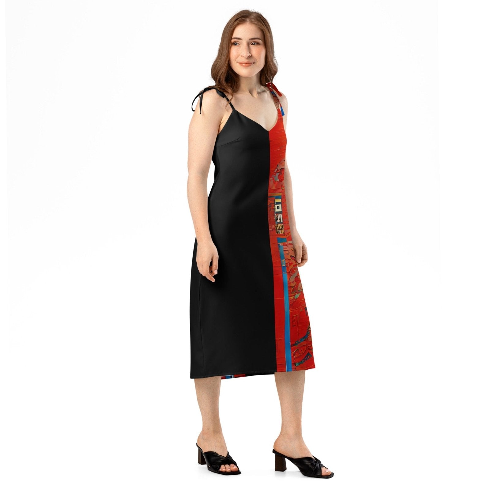 Half Black Half Hónghǎi - Womens Chiffon Slip Dress