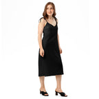 iSAW Womens Black Chiffon Slip Dress