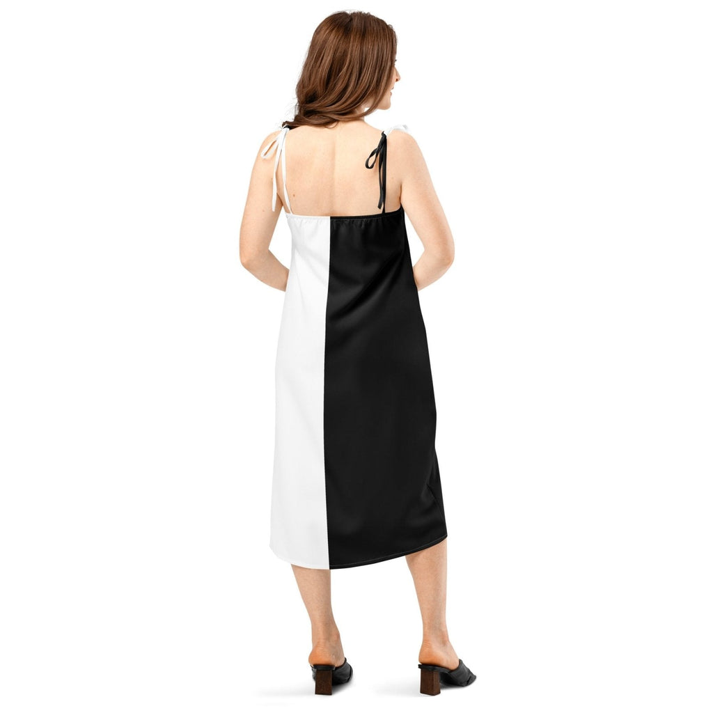 Half Black Half White - Womens Chiffon Slip Dress