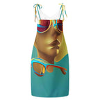 Retro Cool Blue - Womens Chiffon Slip Dress
