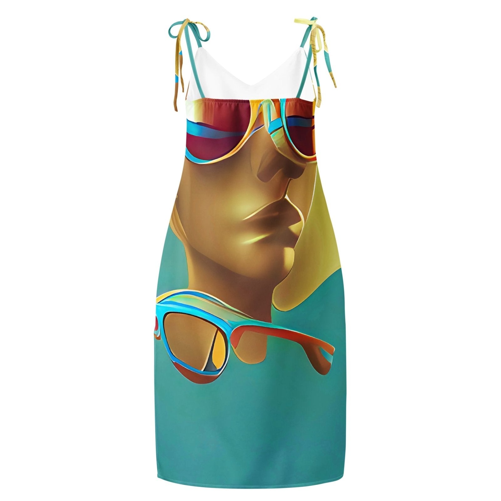 Retro Cool Blue - Womens Chiffon Slip Dress