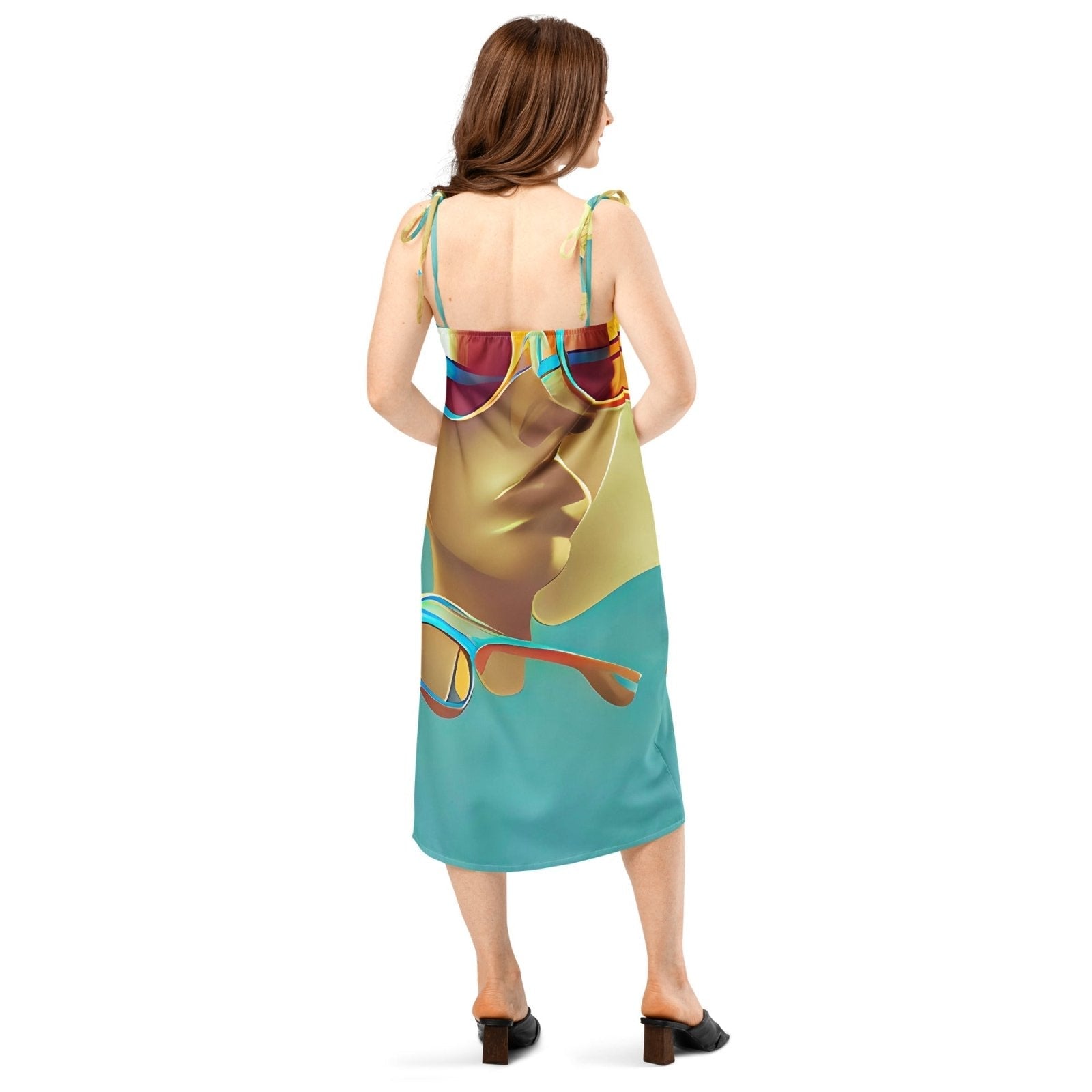 Retro Cool Blue - Womens Chiffon Slip Dress