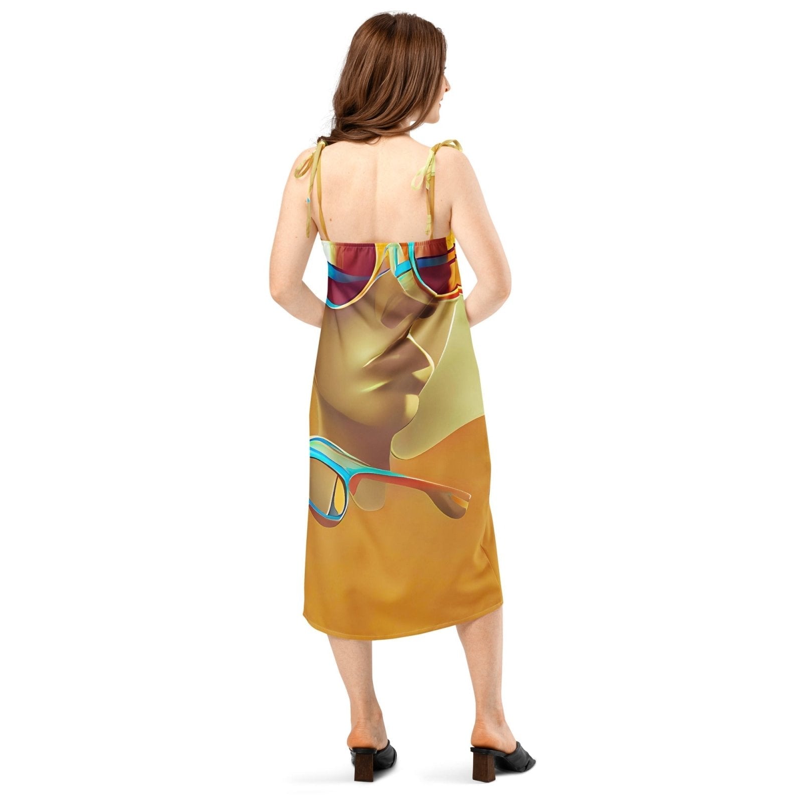 Retro Cool Orange - Womens Chiffon Slip Dress