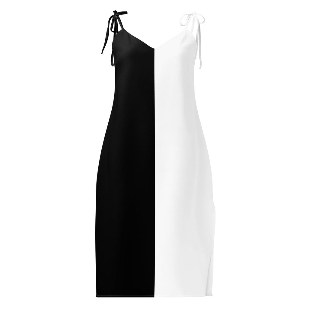 Half Black Half White - Womens Chiffon Slip Dress