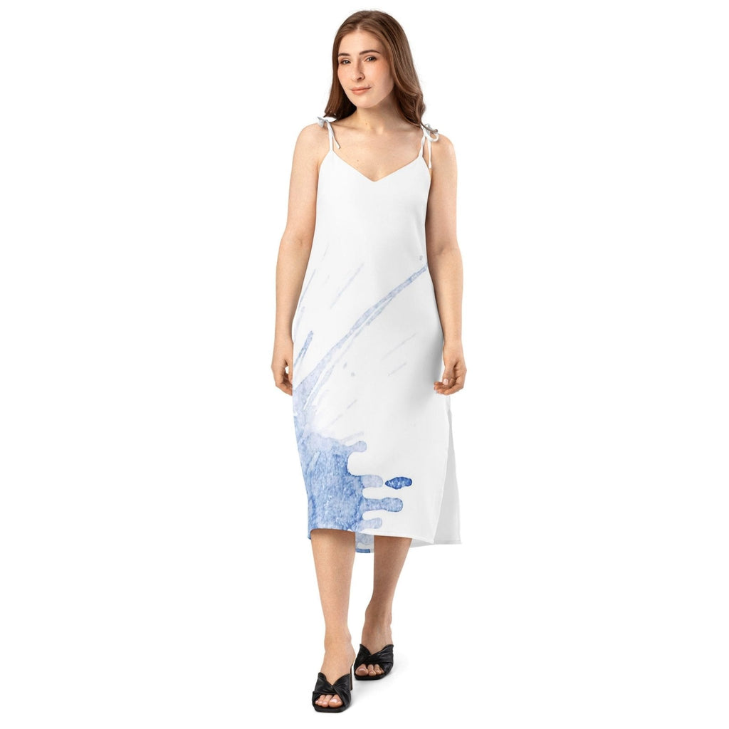Watercolour Blue Splash - Womens Chiffon Slip Dress