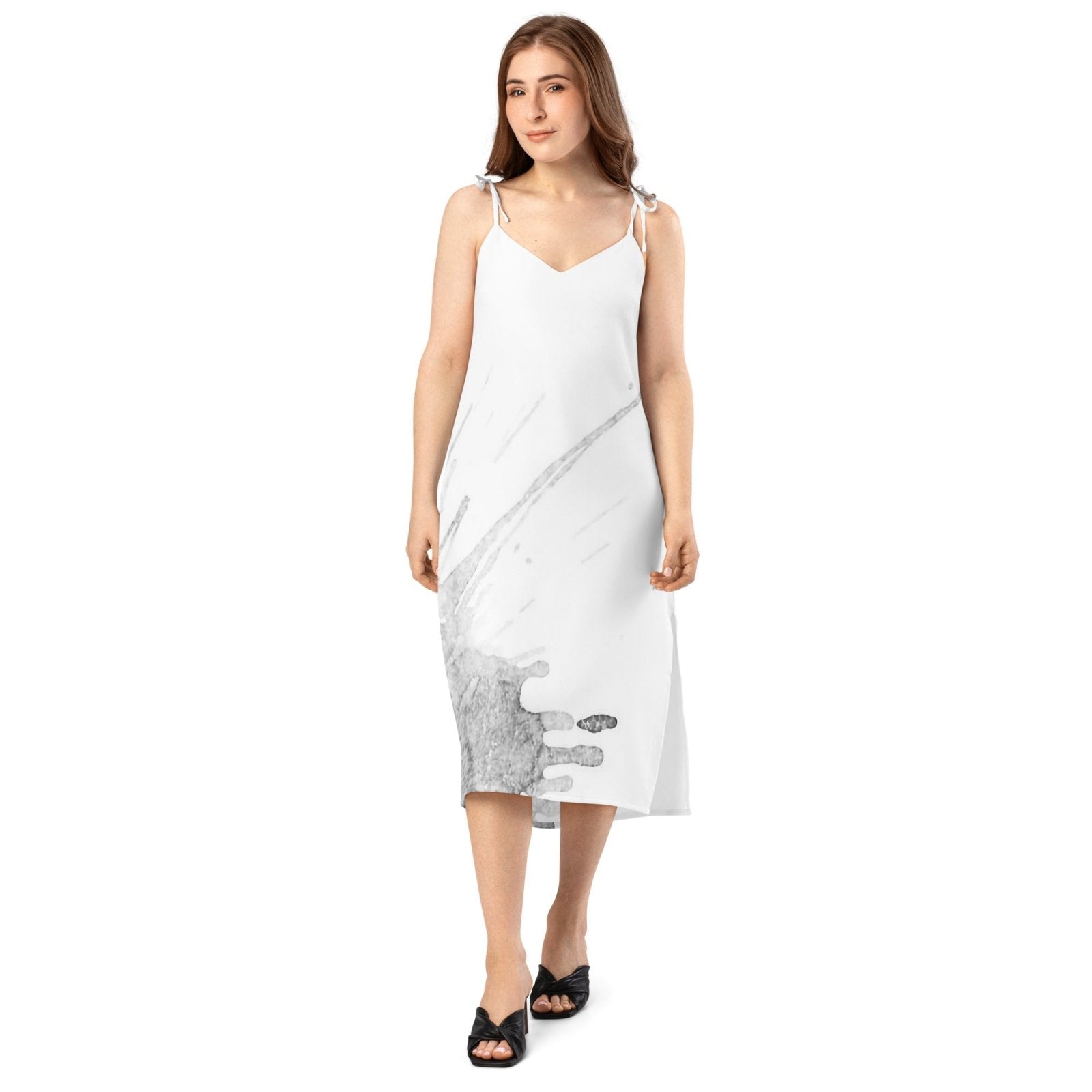 Watercolour Grey Splash - Womens Chiffon Slip Dress