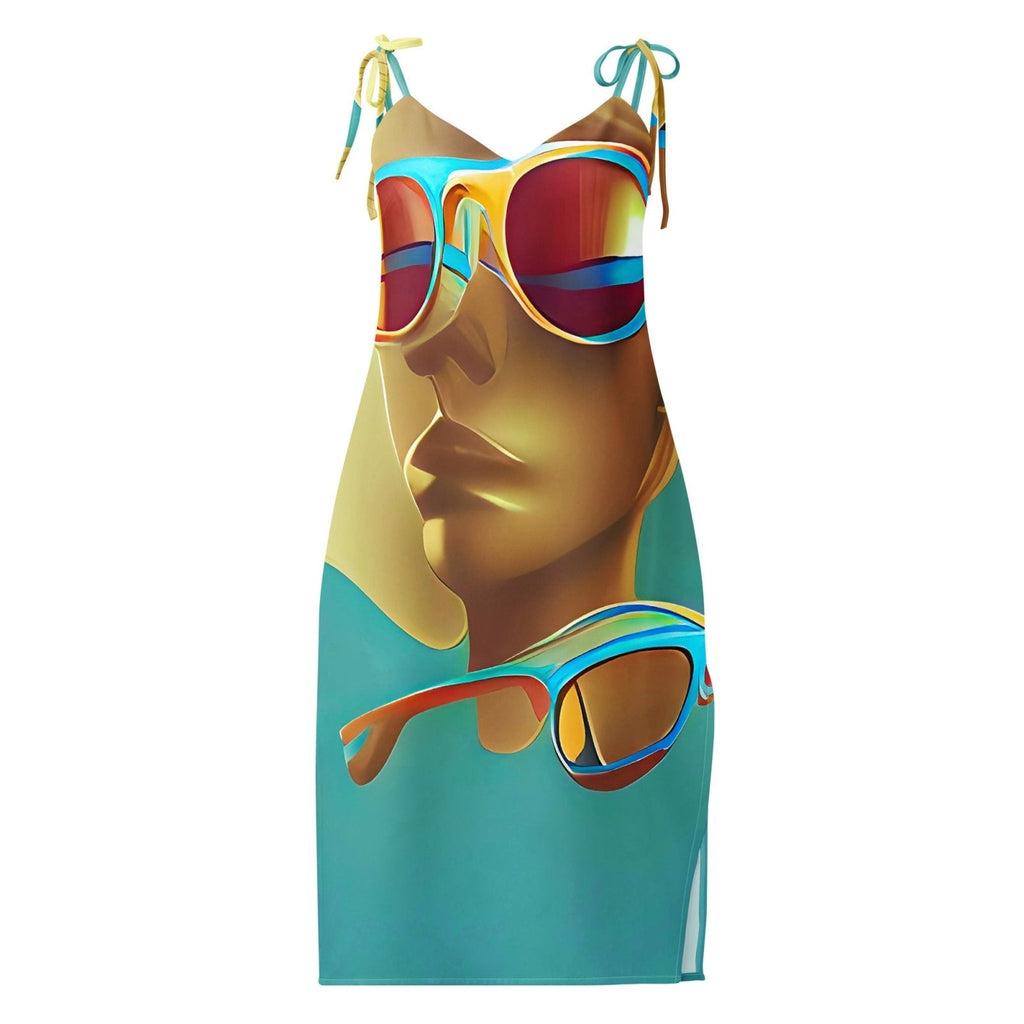 Retro Cool Blue - Womens Chiffon Slip Dress