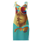 Retro Cool Blue - Womens Chiffon Slip Dress