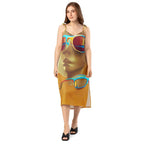 Retro Cool Orange - Womens Chiffon Slip Dress
