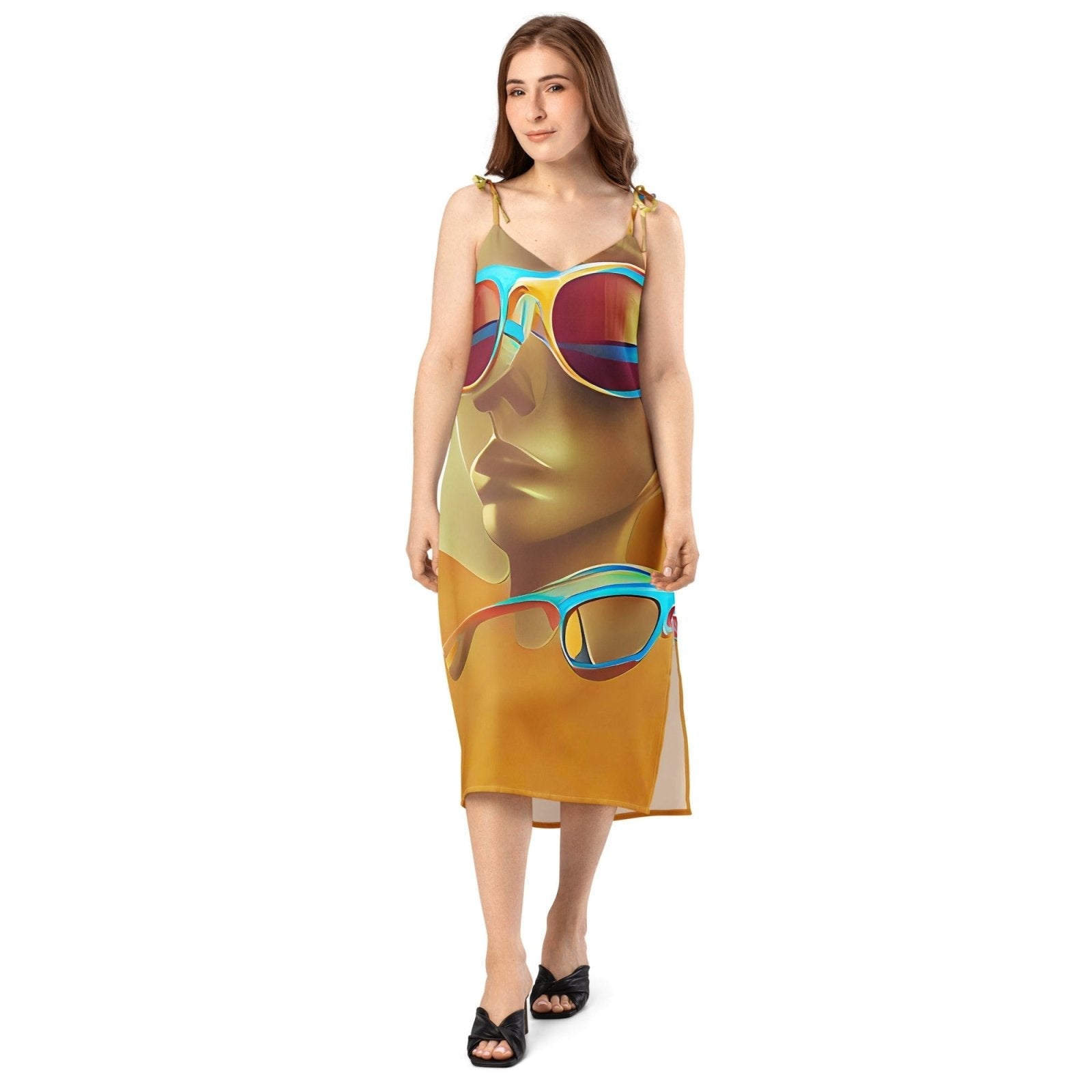 Retro Cool Orange - Womens Chiffon Slip Dress