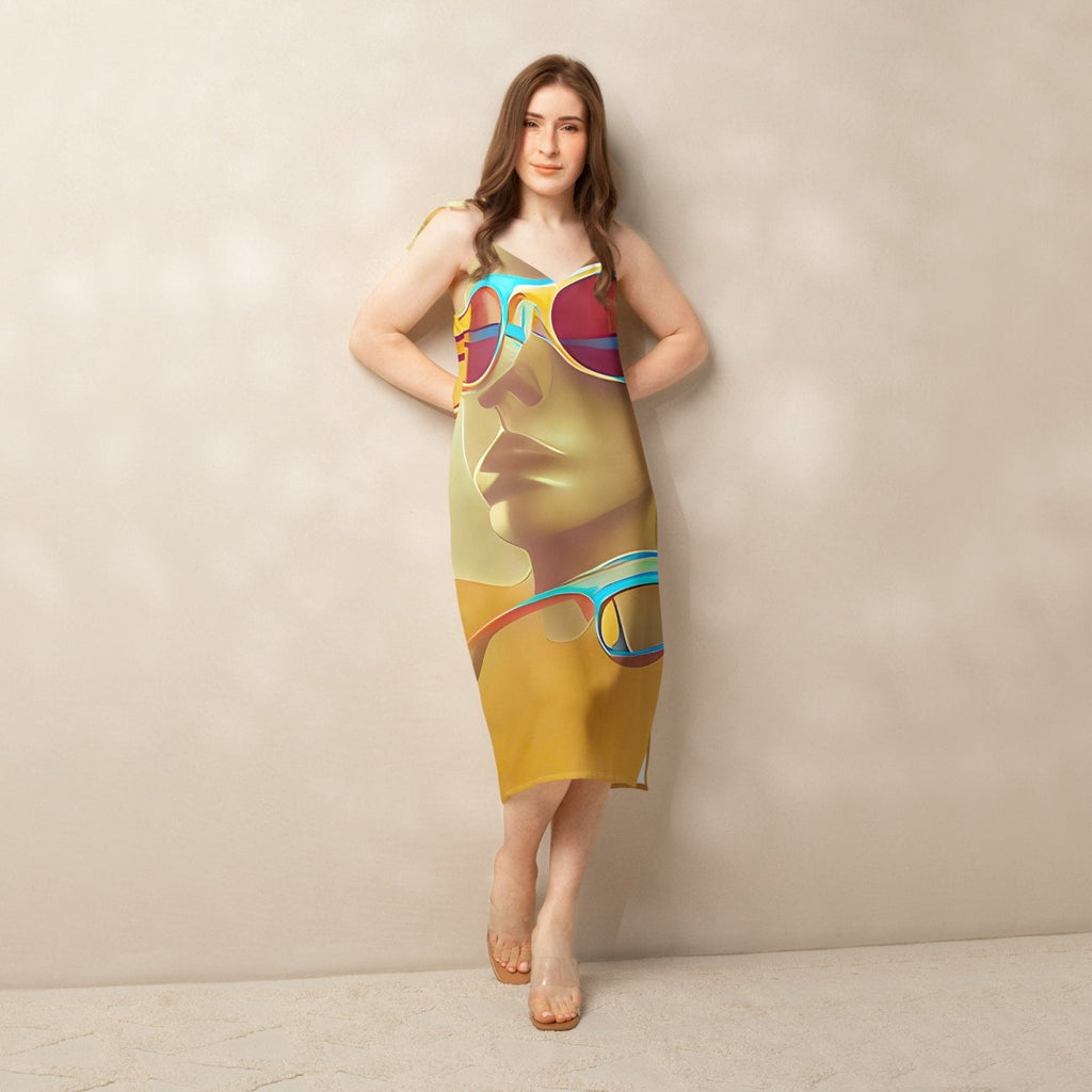 Retro Cool Orange - Womens Chiffon Slip Dress