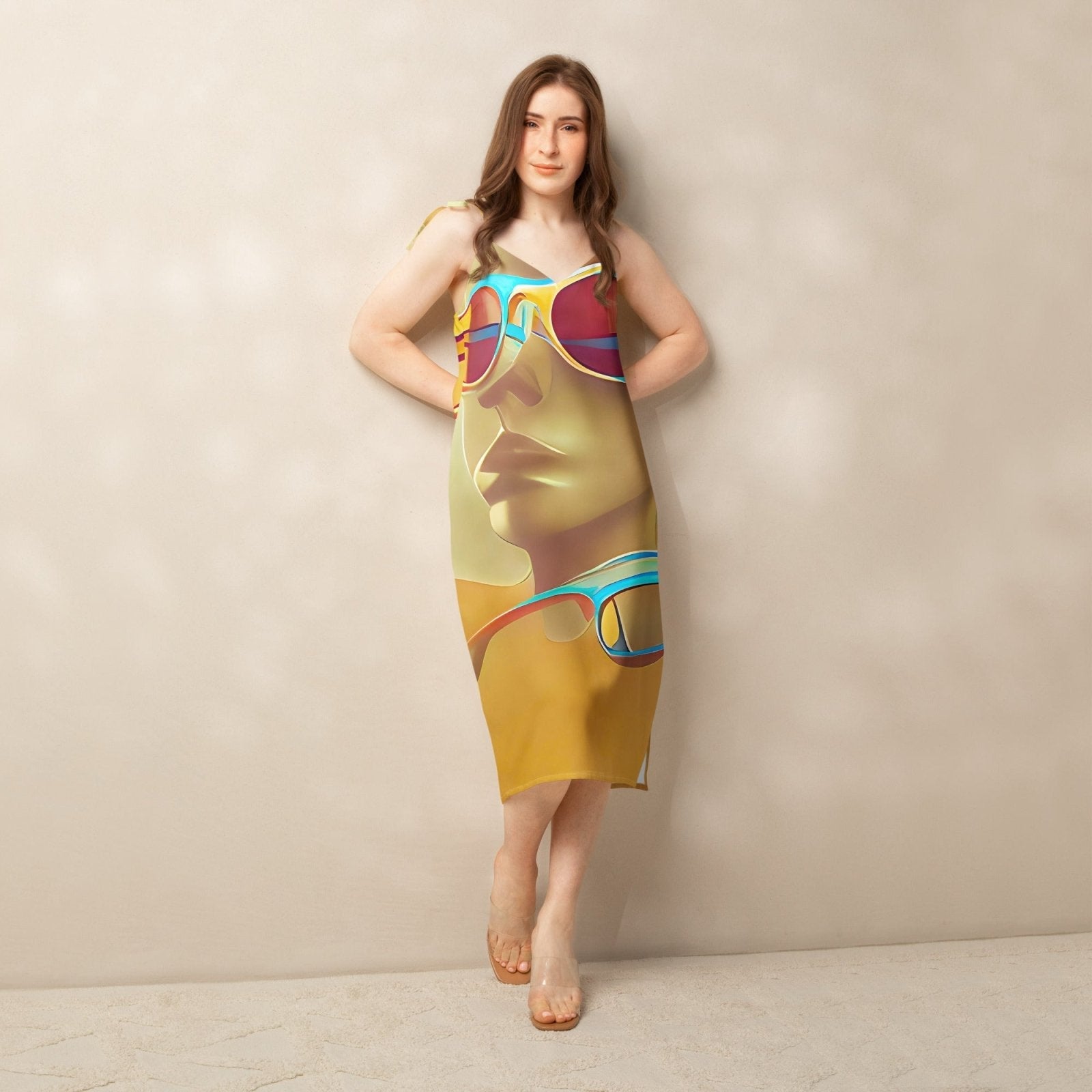 Retro Cool Orange - Womens Chiffon Slip Dress