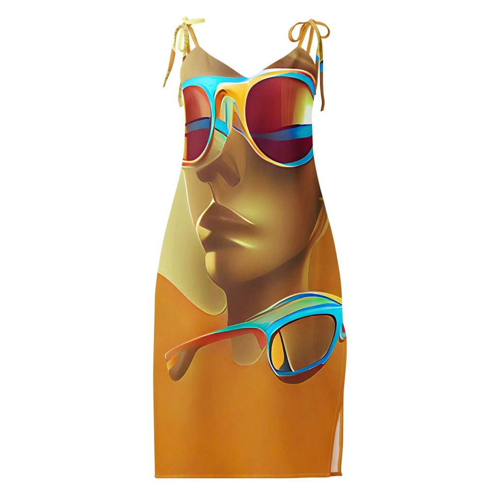 Retro Cool Orange - Womens Chiffon Slip Dress