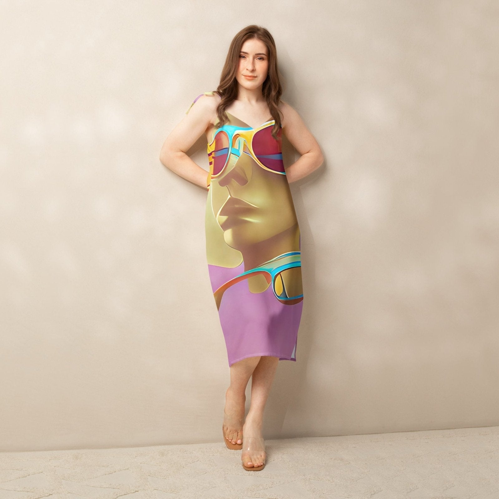 Retro Cool Pink - Womens Chiffon Slip Dress