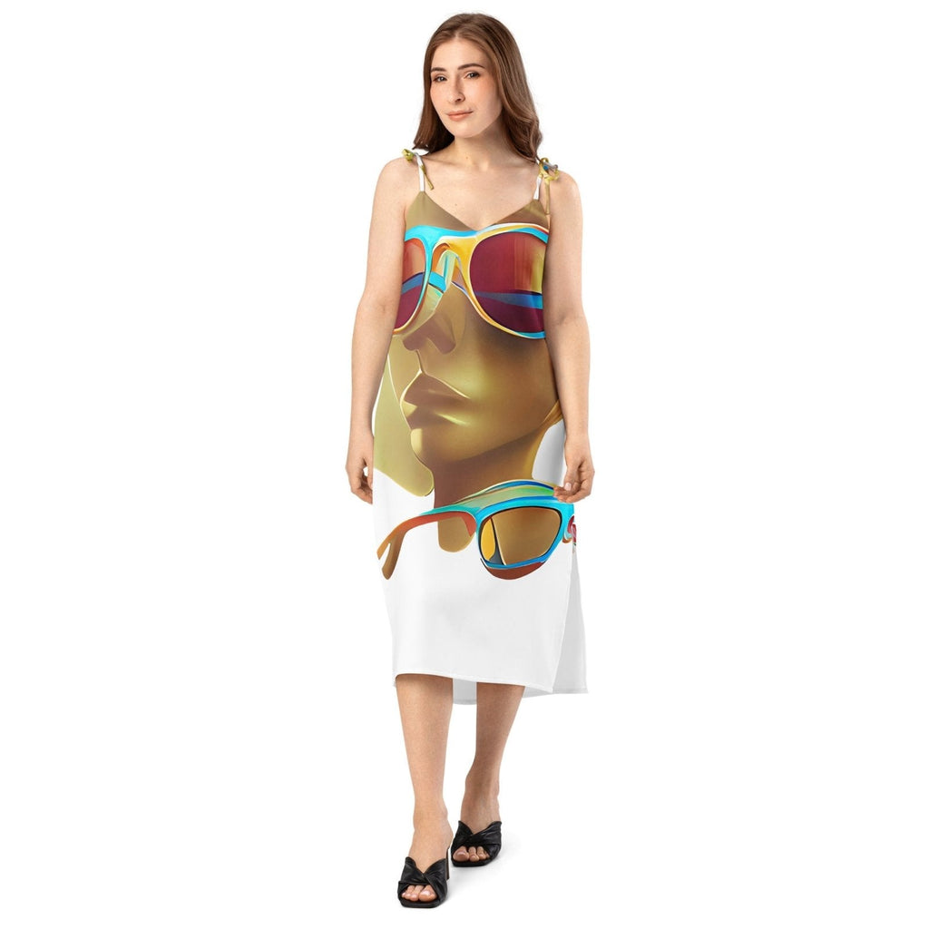 Retro Cool White - Womens Chiffon Slip Dress