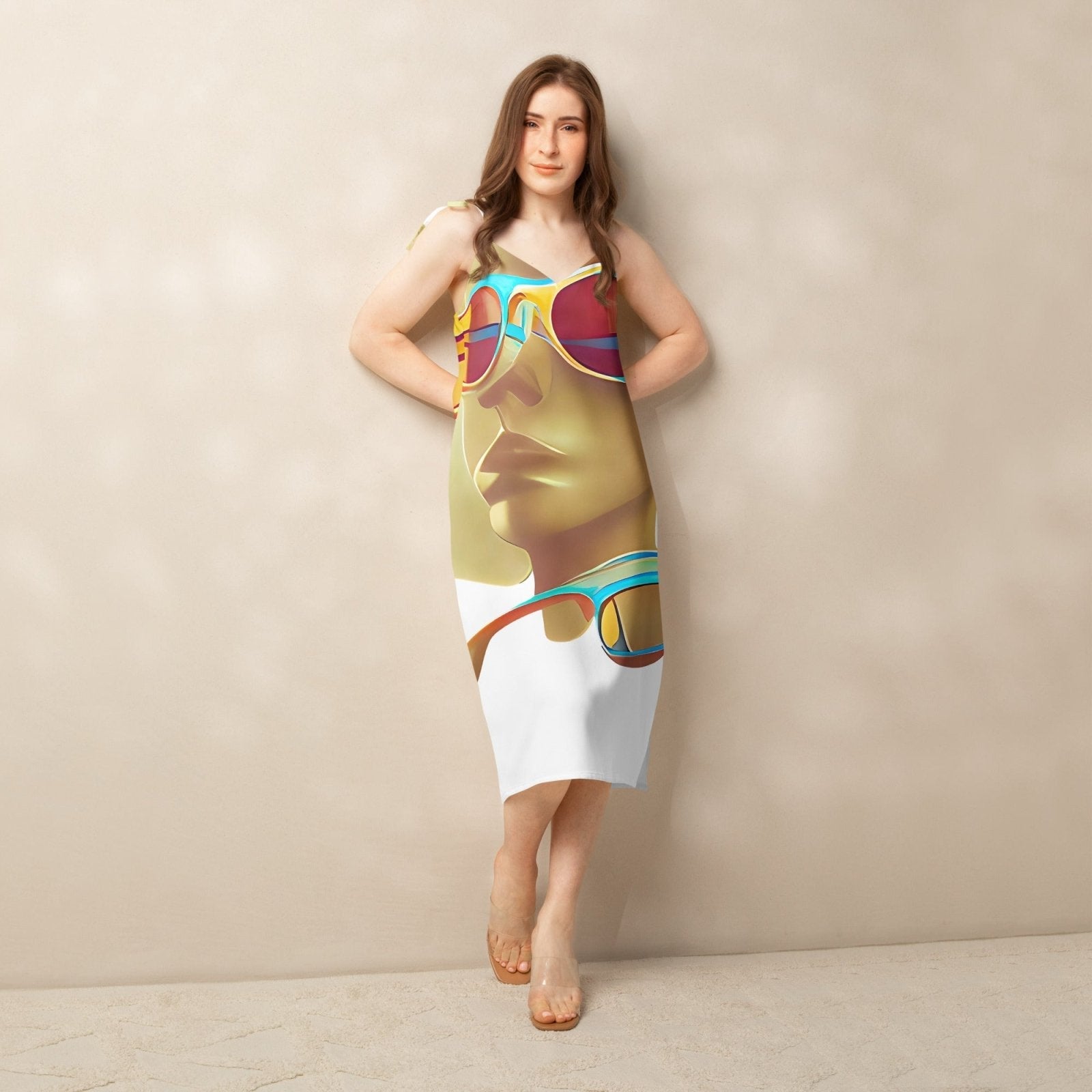 Retro Cool White - Womens Chiffon Slip Dress