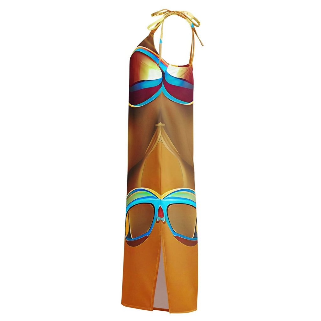 Retro Cool Orange - Womens Chiffon Slip Dress