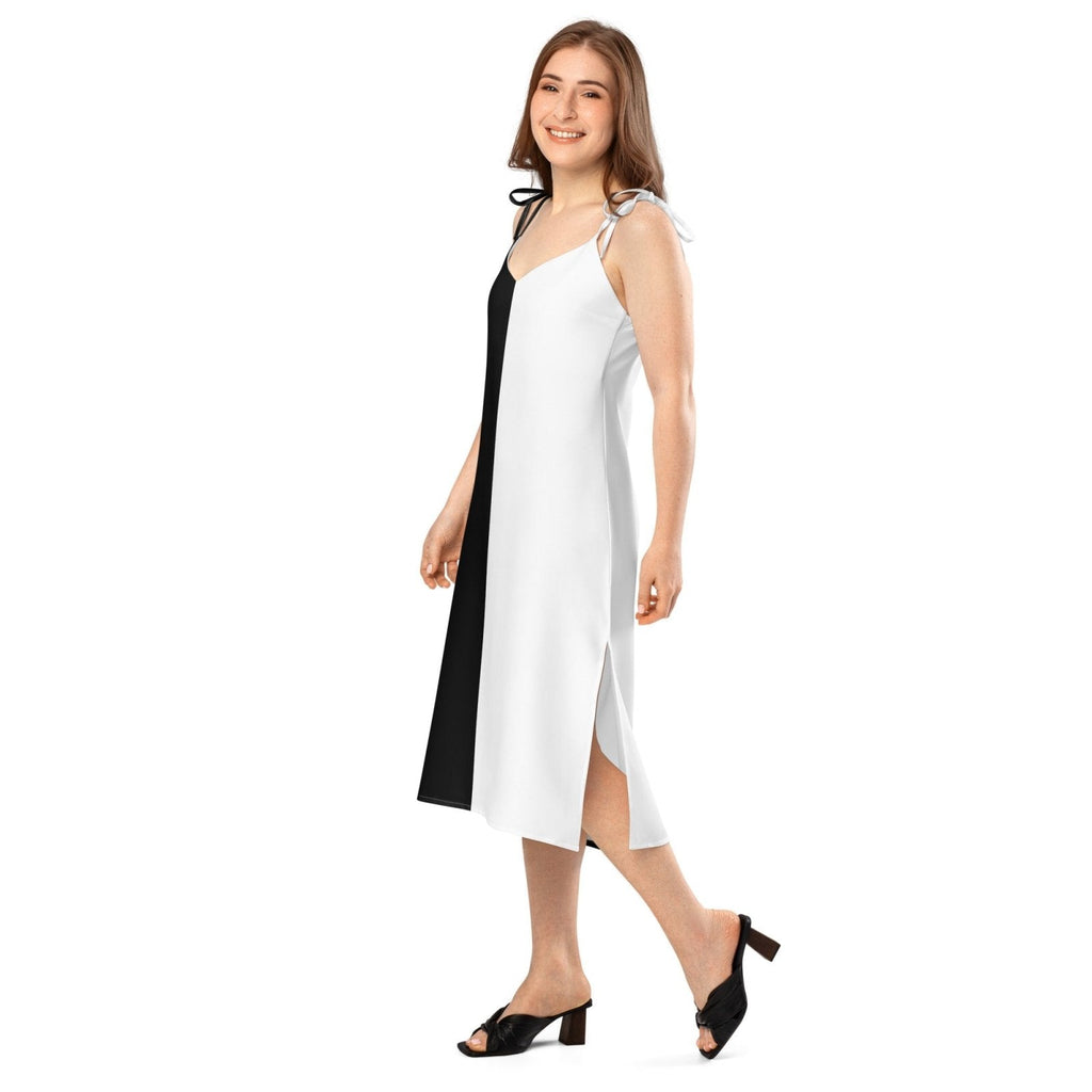 Half Black Half White - Womens Chiffon Slip Dress