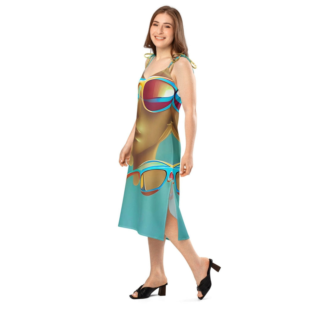 Retro Cool Blue - Womens Chiffon Slip Dress