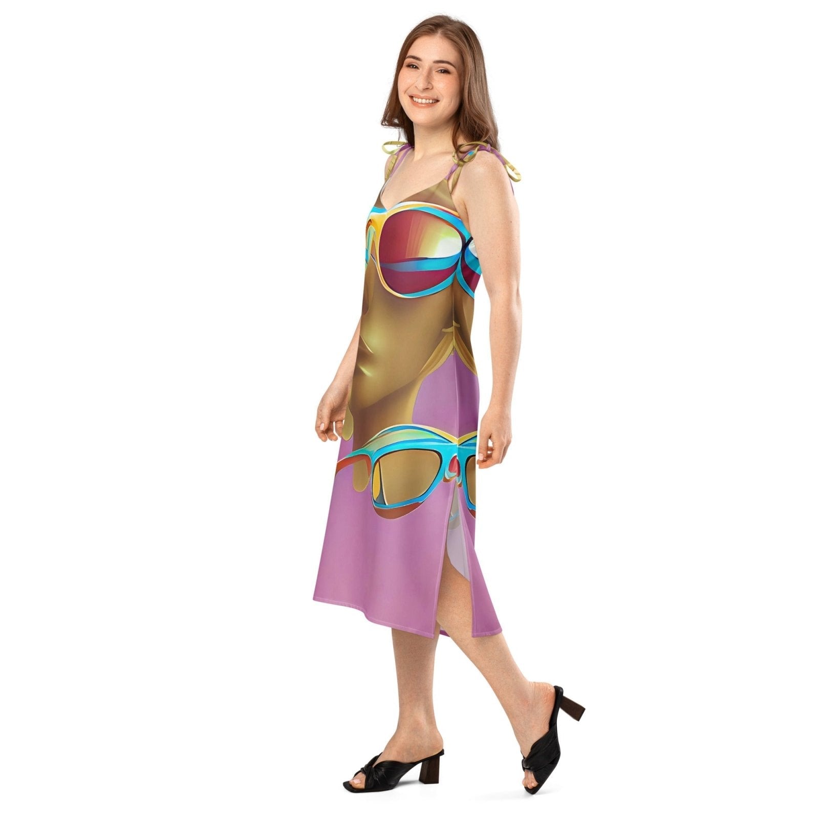 Retro Cool Pink - Womens Chiffon Slip Dress