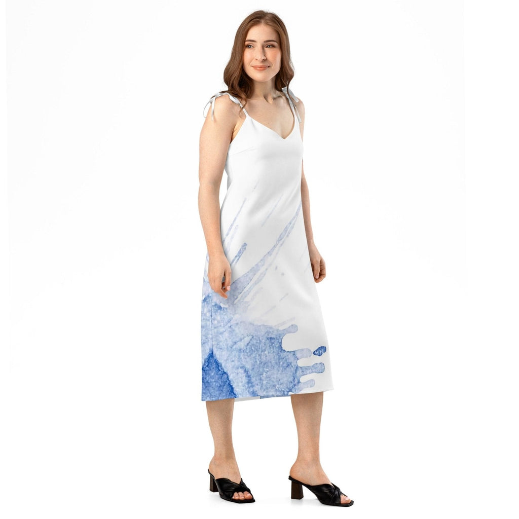 Watercolour Blue Splash - Womens Chiffon Slip Dress