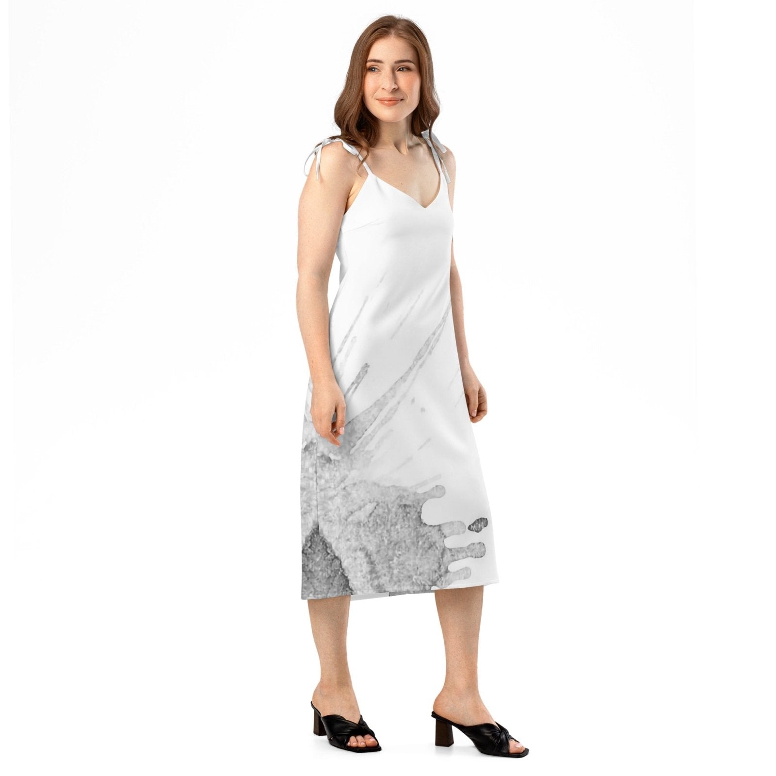 Watercolour Grey Splash - Womens Chiffon Slip Dress