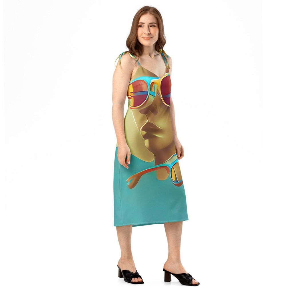 Retro Cool Blue - Womens Chiffon Slip Dress