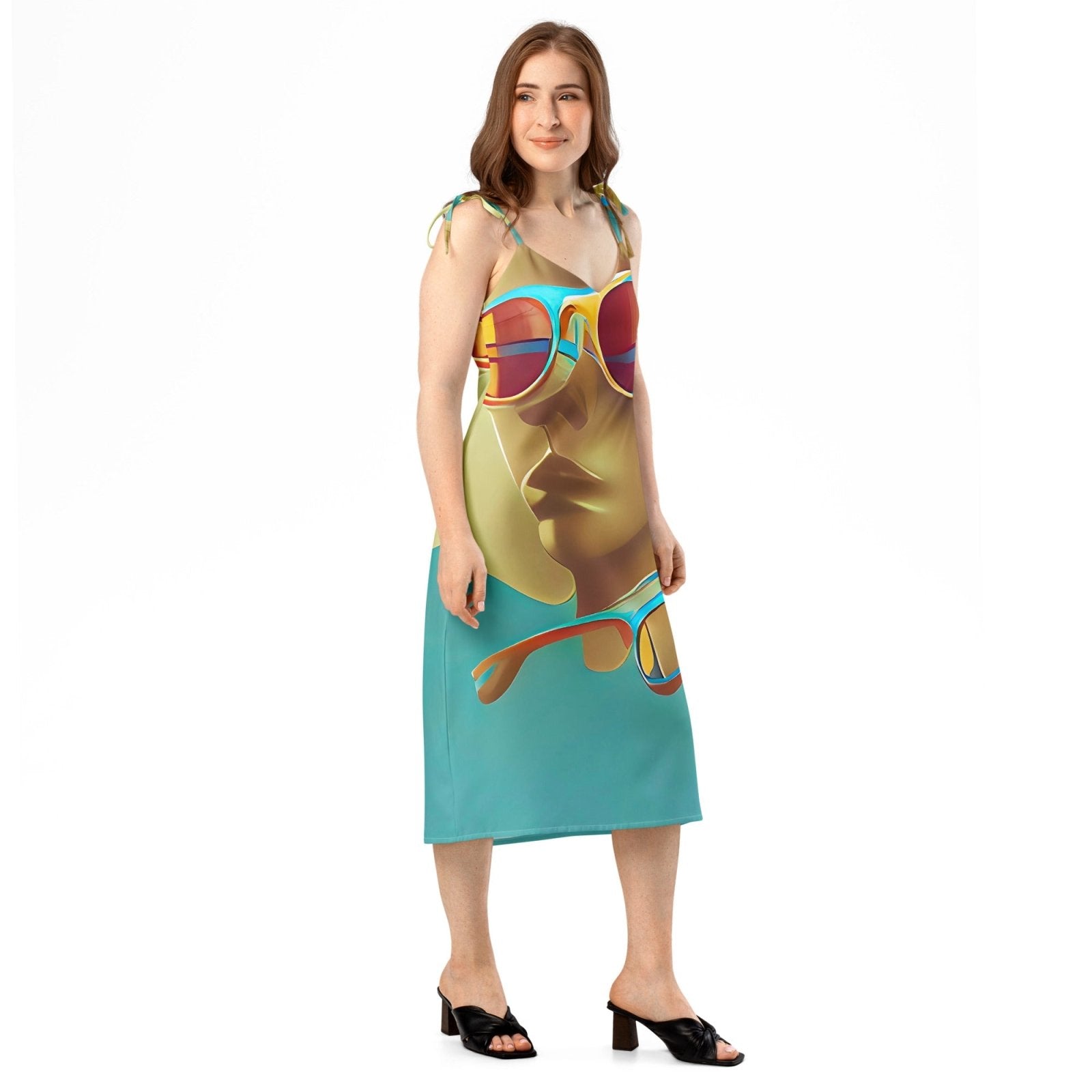 Retro Cool Blue - Womens Chiffon Slip Dress