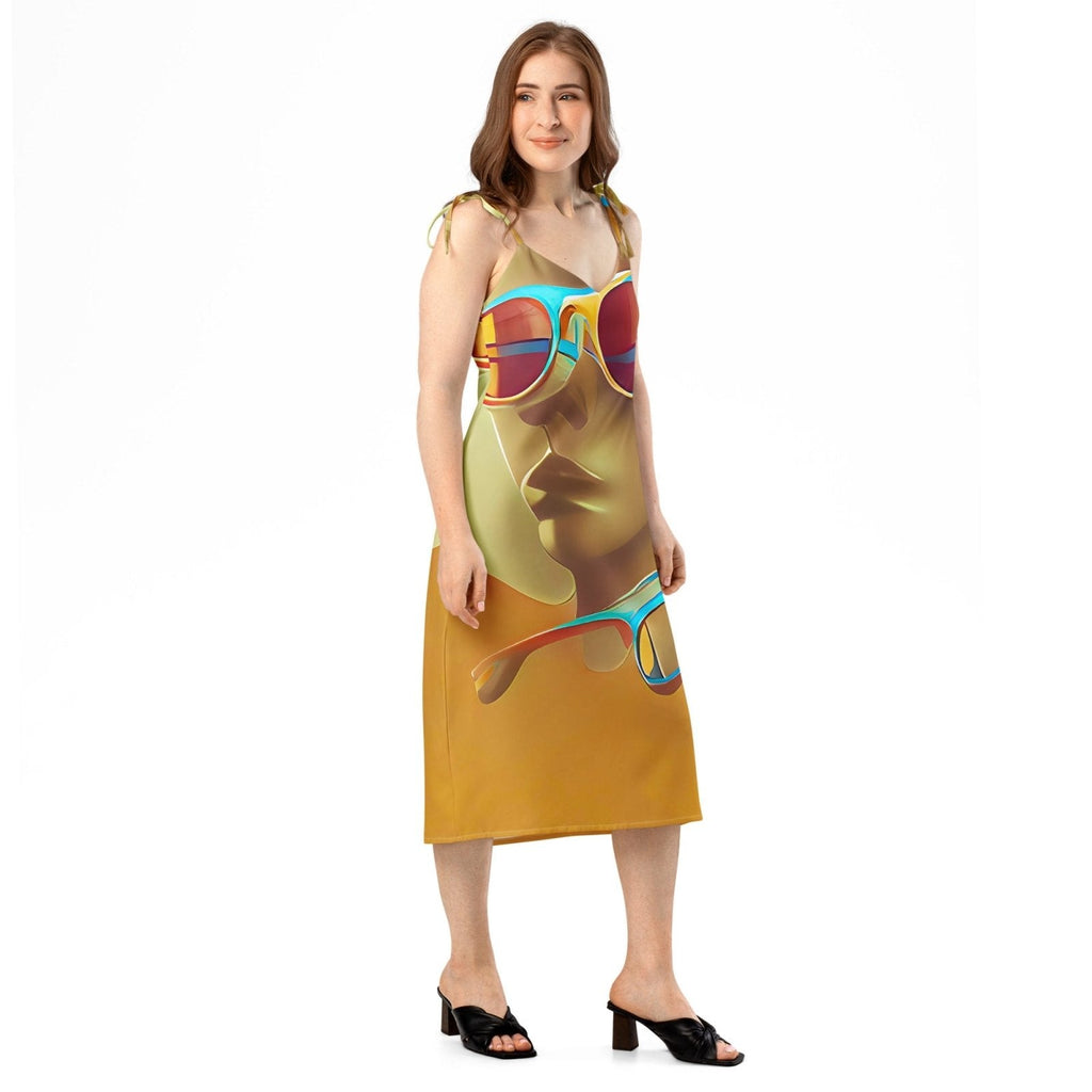 Retro Cool Orange - Womens Chiffon Slip Dress