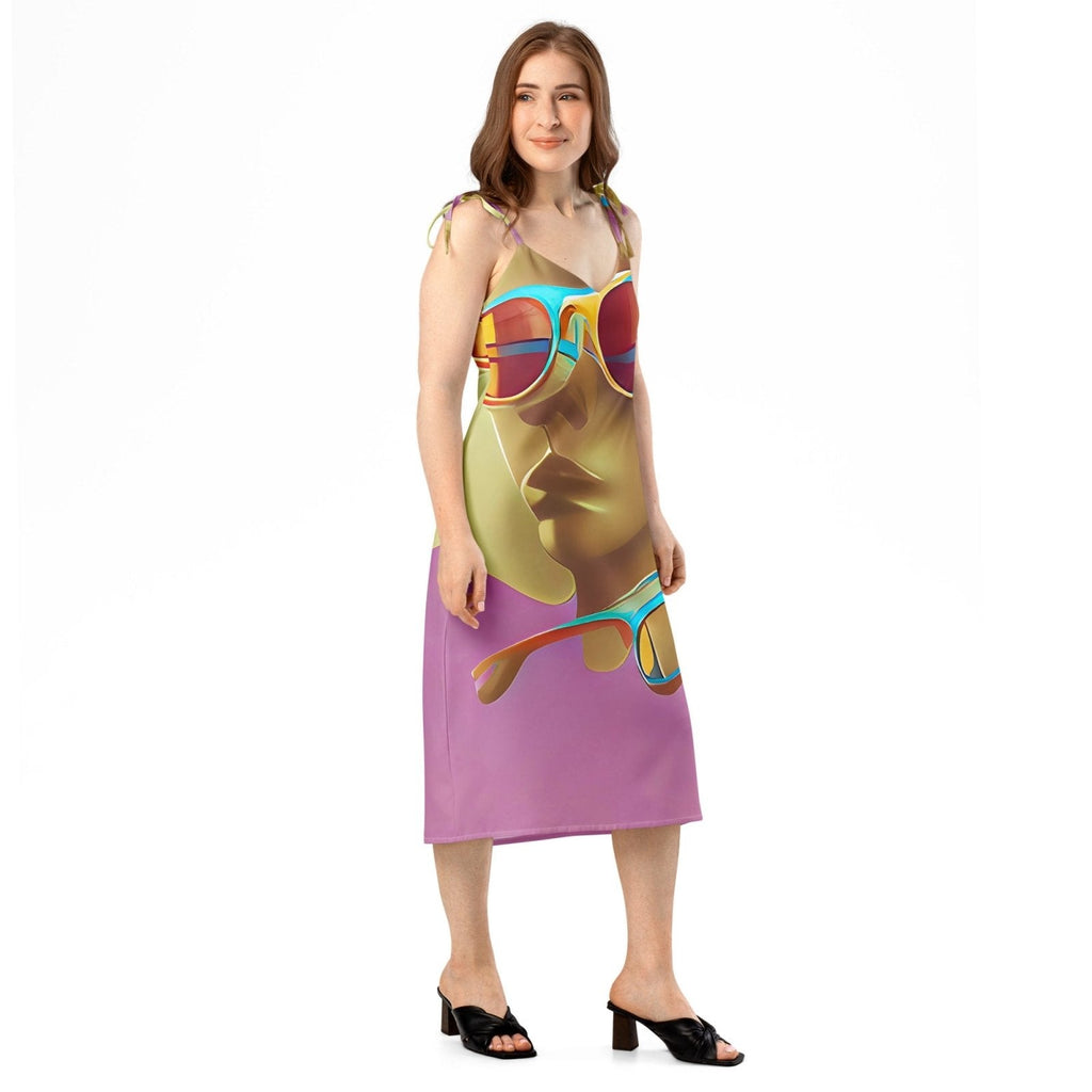Retro Cool Pink - Womens Chiffon Slip Dress