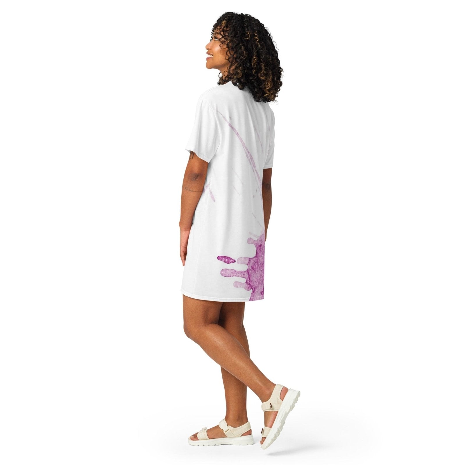 Watercolour Pink Splash - Womens T-Shirt Dress