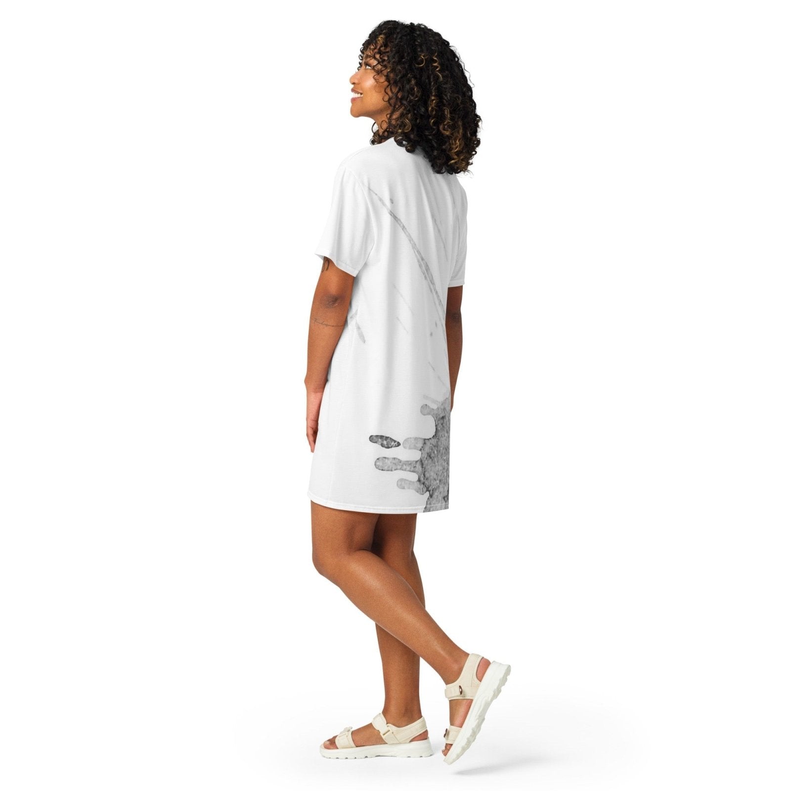 Watercolour Grey Splash - Womens T-Shirt Dress
