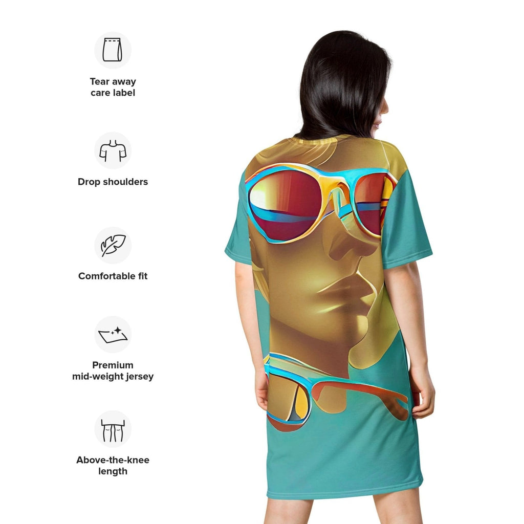 Retro Cool Blue - Womens T-Shirt Dress