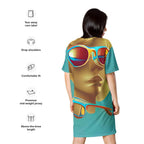 Retro Cool Blue - Womens T-Shirt Dress