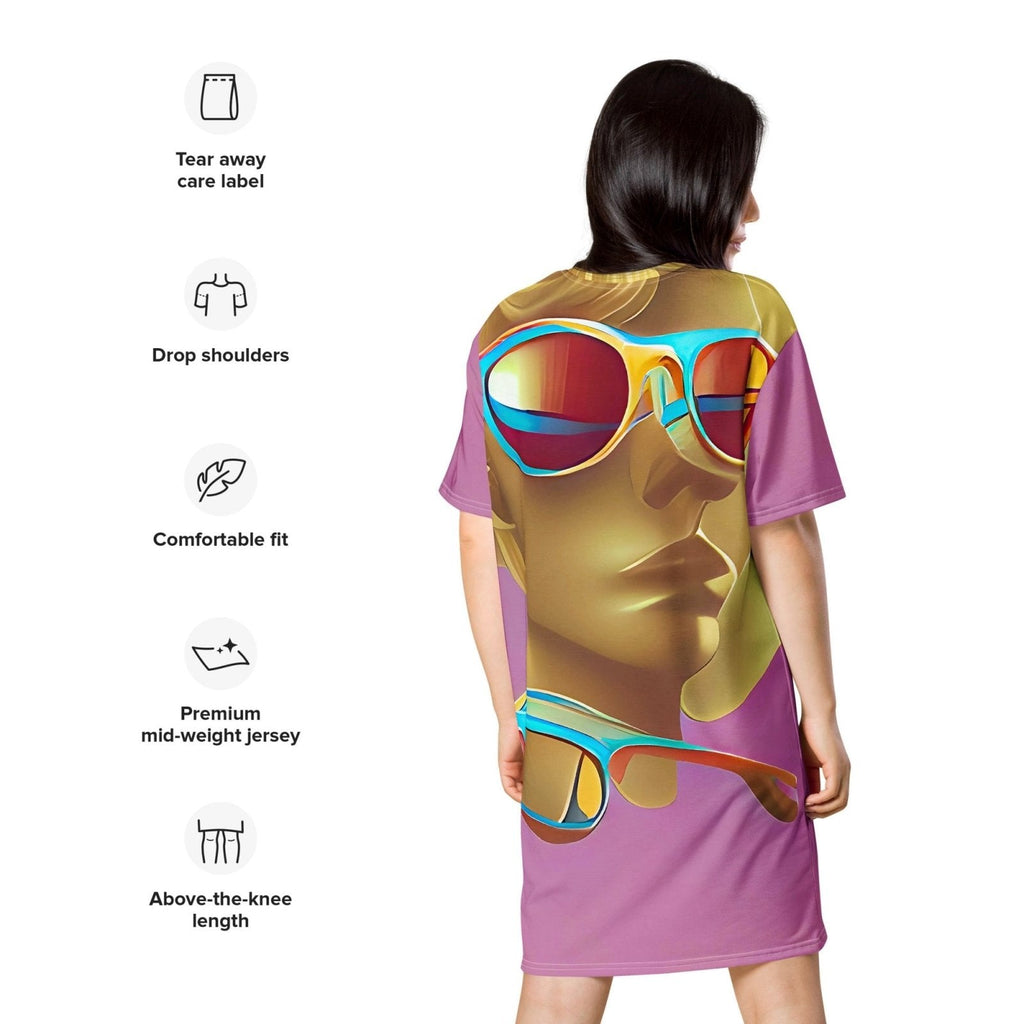 Retro Cool Pink - Womens T-Shirt Dress