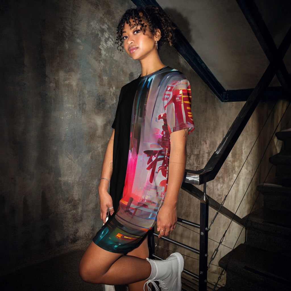 Half Black Half Báijiǔ - Womens T-Shirt Dress