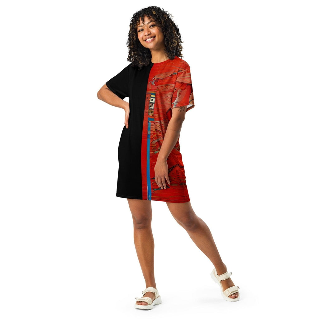 Half Black Half Hónghǎi - Womens T-Shirt Dress