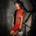 Half Black Half Hónghǎi - Womens T-Shirt Dress