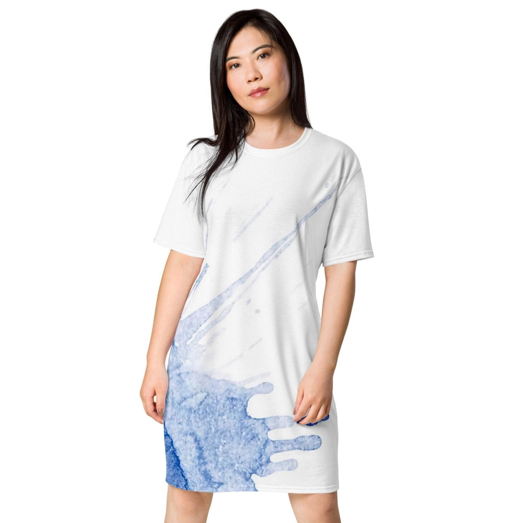 Watercolour Blue Splash - Womens T-Shirt Dress