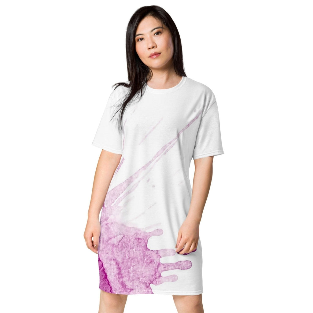 Watercolour Pink Splash - Womens T-Shirt Dress