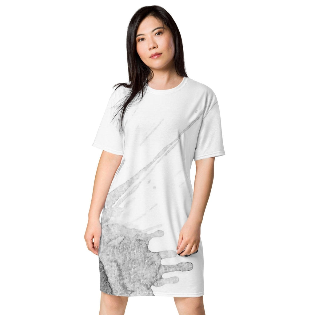 Watercolour Grey Splash - Womens T-Shirt Dress