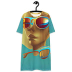 Retro Cool Blue - Womens T-Shirt Dress