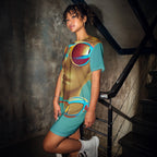 Retro Cool Blue - Womens T-Shirt Dress