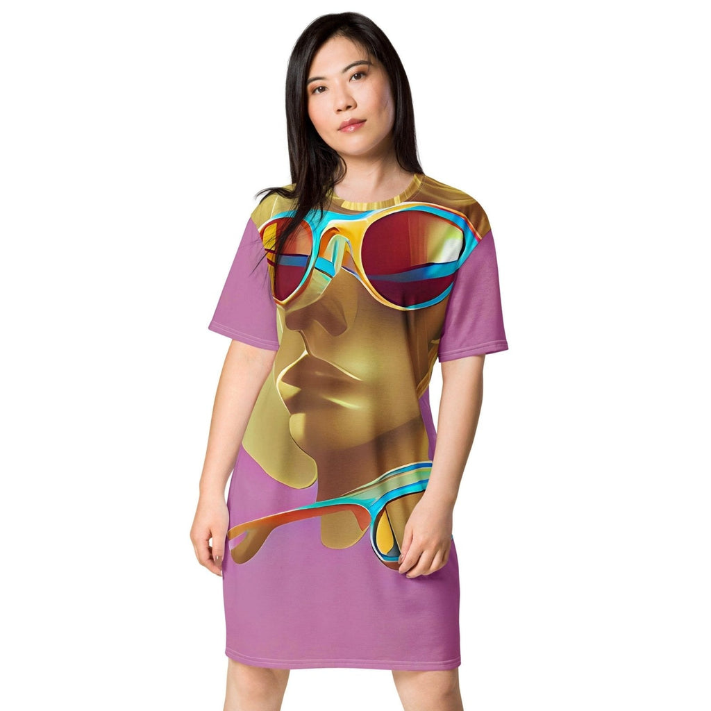 Retro Cool Pink - Womens T-Shirt Dress