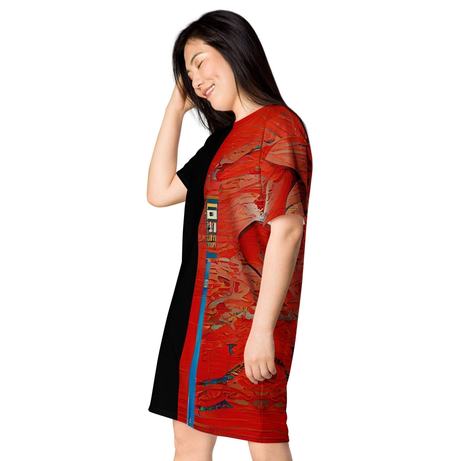 Half Black Half Hónghǎi - Womens T-Shirt Dress
