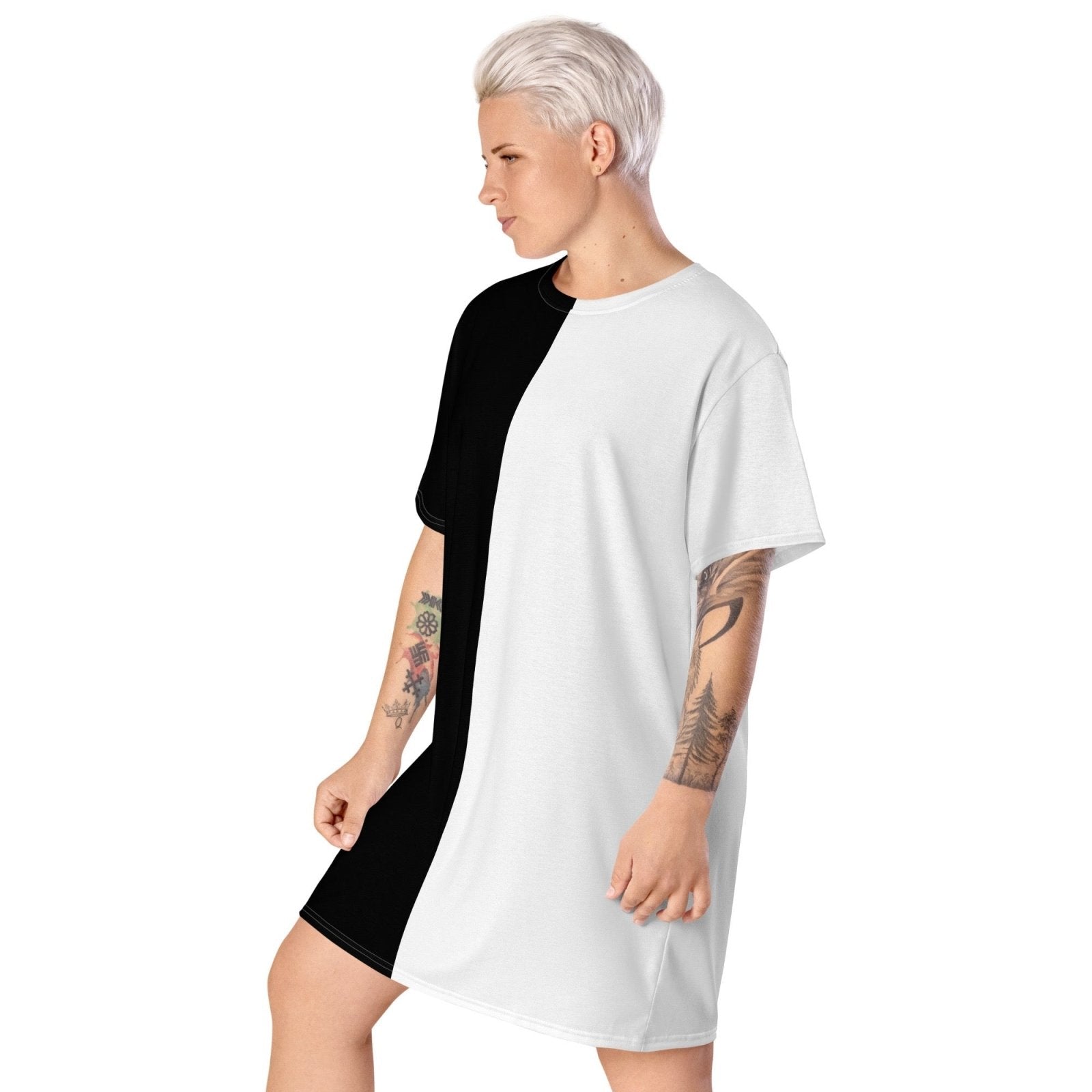 Half Black Half White - Womens T-Shirt Dress