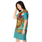 Retro Cool Blue - Womens T-Shirt Dress