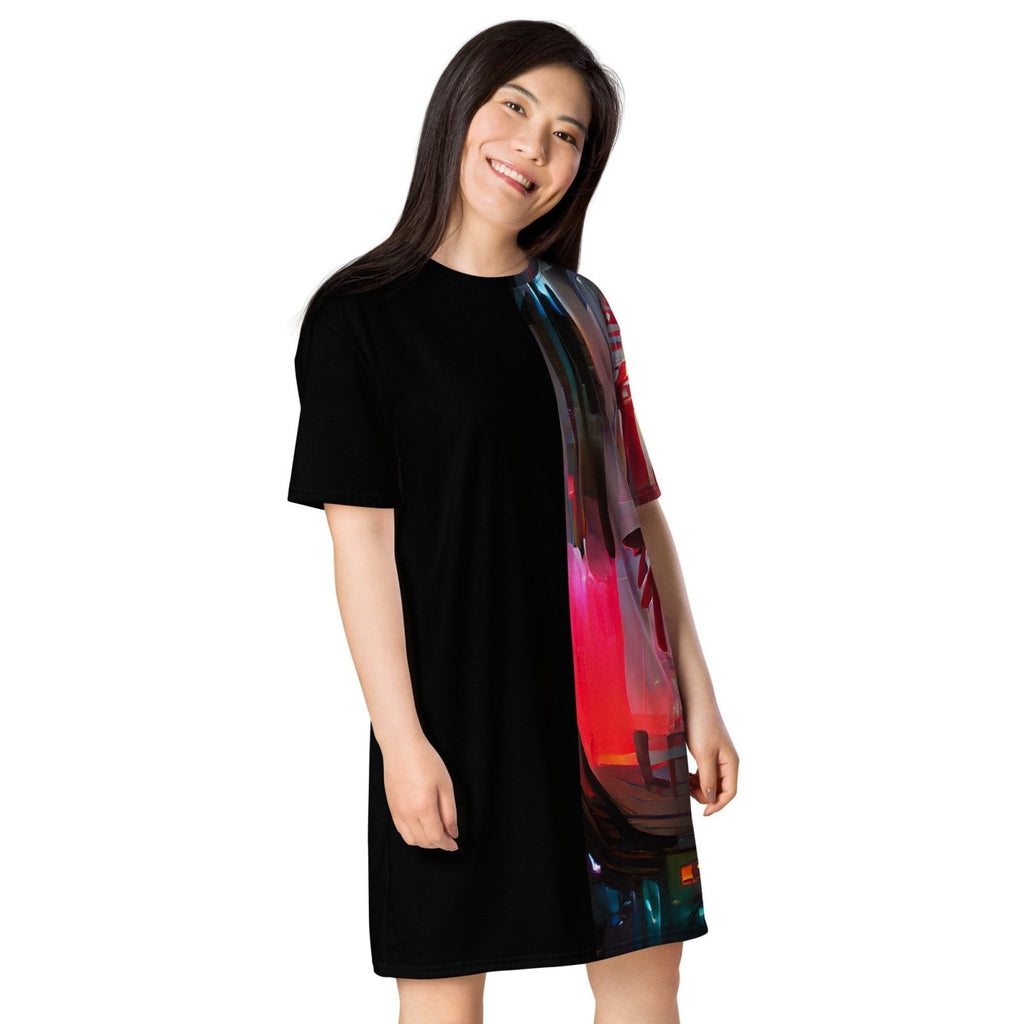 Half Black Half Báijiǔ - Womens T-Shirt Dress